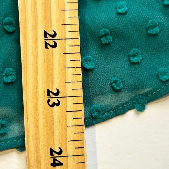 J.Crew green short sleeve blouse with inner removable tank ruffle collar size S - Picture 13 of 14